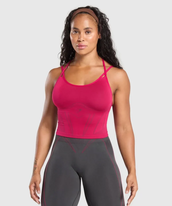 Outlet Gymshark Apex Contrast Tank With Shelf BuildPink/AsphaltGrey