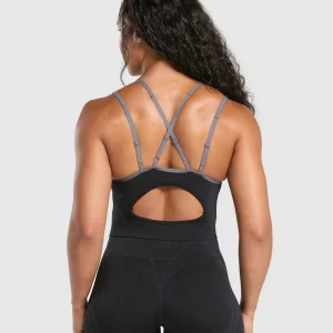 Best Gymshark Apex Contrast Tank With Shelf Black/BrushedGrey