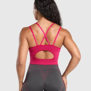 Outlet Gymshark Apex Contrast Tank With Shelf BuildPink/AsphaltGrey