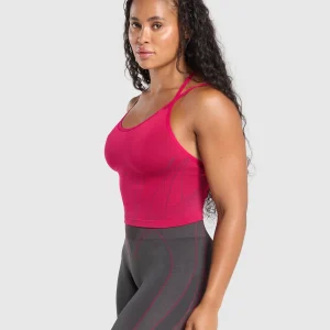 Outlet Gymshark Apex Contrast Tank With Shelf BuildPink/AsphaltGrey