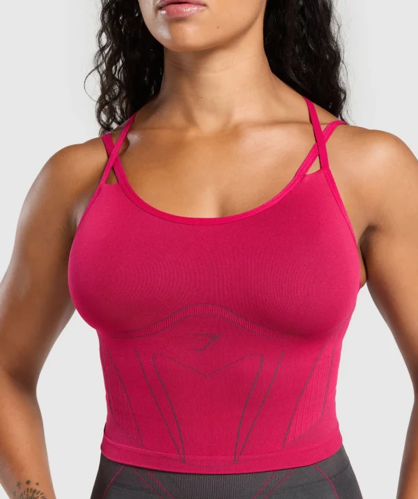 Outlet Gymshark Apex Contrast Tank With Shelf BuildPink/AsphaltGrey