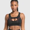 Clearance Gymshark Apex Lift Sports Bra Black/RepsRed