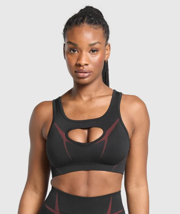 Clearance Gymshark Apex Lift Sports Bra Black/RepsRed