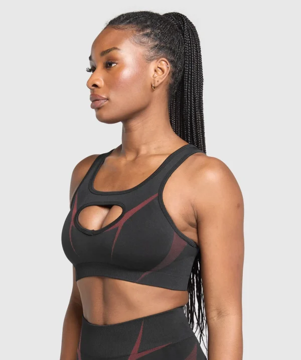 Clearance Gymshark Apex Lift Sports Bra Black/RepsRed