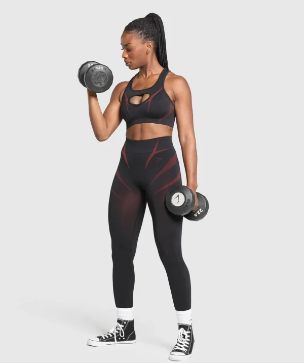 Clearance Gymshark Apex Lift Sports Bra Black/RepsRed