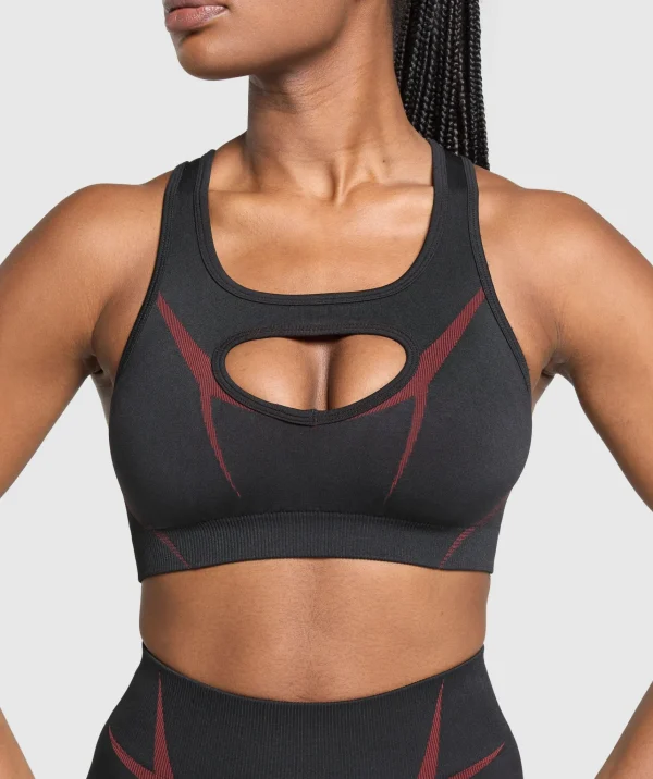 Clearance Gymshark Apex Lift Sports Bra Black/RepsRed