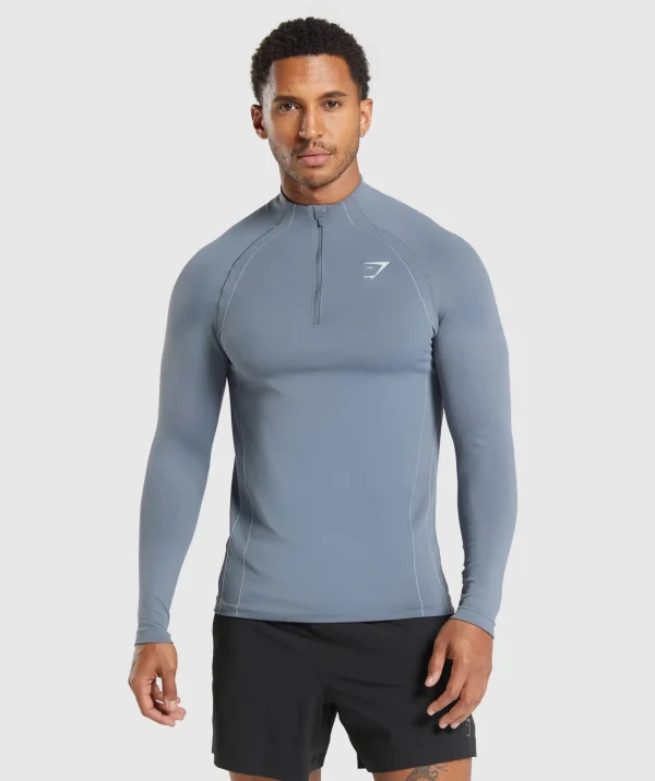 Discount Gymshark Apex Seamless 1/4 Zip IronBlue/CoolBlue