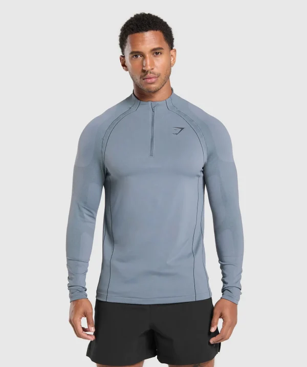 Best Gymshark Apex Seamless 1/4 Zip IronBlue/Black