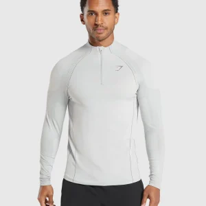 New Gymshark Apex Seamless 1/4 Zip LightGrey/MediumGrey