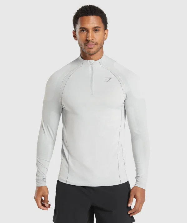 New Gymshark Apex Seamless 1/4 Zip LightGrey/MediumGrey