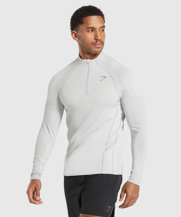 New Gymshark Apex Seamless 1/4 Zip LightGrey/MediumGrey