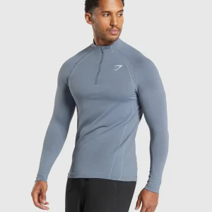 Discount Gymshark Apex Seamless 1/4 Zip IronBlue/CoolBlue