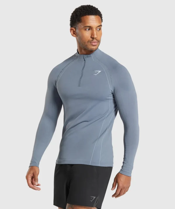 Discount Gymshark Apex Seamless 1/4 Zip IronBlue/CoolBlue