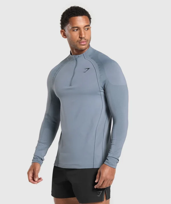 Best Gymshark Apex Seamless 1/4 Zip IronBlue/Black