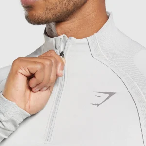 New Gymshark Apex Seamless 1/4 Zip LightGrey/MediumGrey