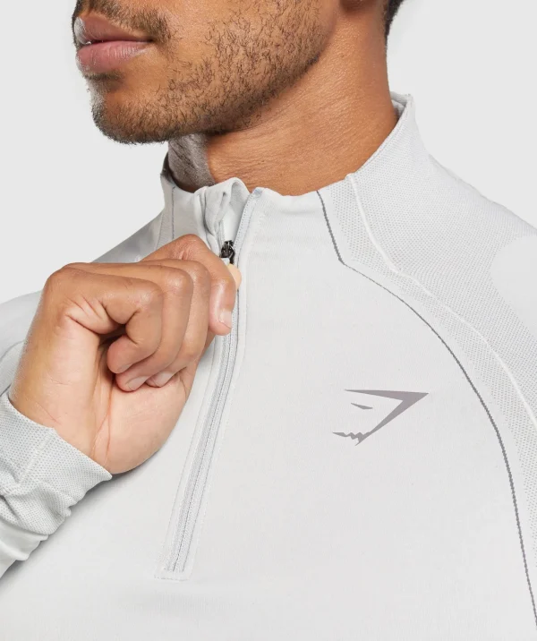 New Gymshark Apex Seamless 1/4 Zip LightGrey/MediumGrey