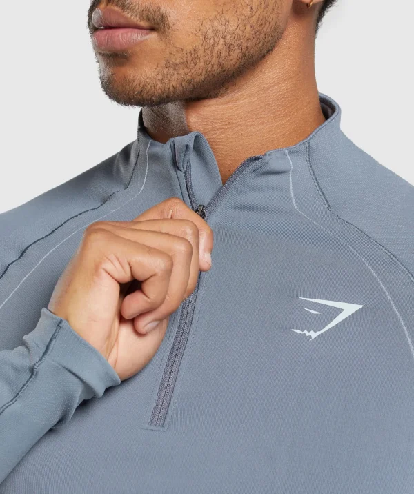 Discount Gymshark Apex Seamless 1/4 Zip IronBlue/CoolBlue