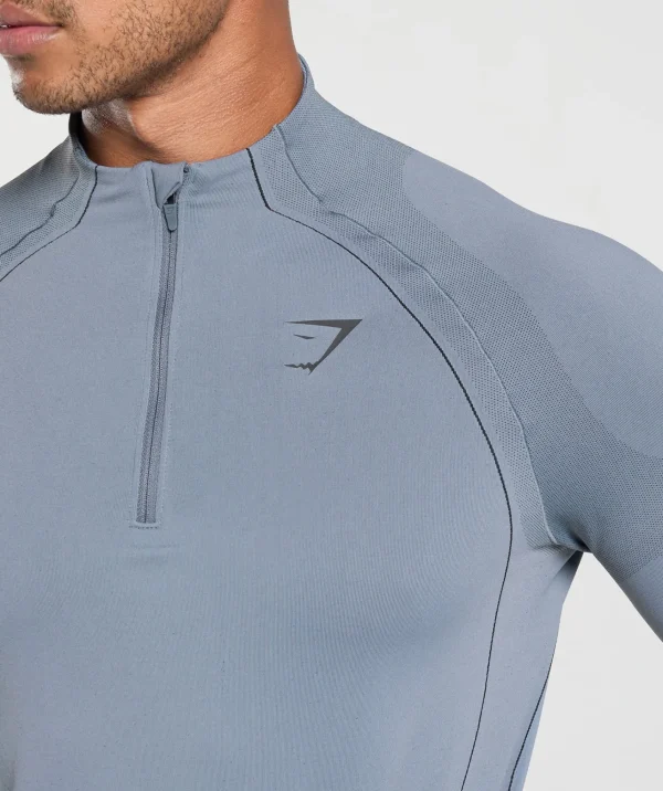 Best Gymshark Apex Seamless 1/4 Zip IronBlue/Black