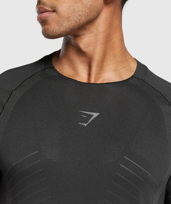 Fashion Gymshark Apex Seamless T-Shirt Black/DarkGrey