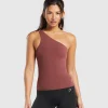Fashion Gymshark Asymmetric Shelf Tank BurgundyBrown