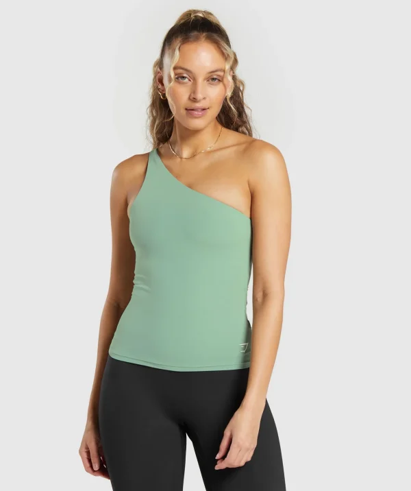 Outlet Gymshark Asymmetric Shelf Tank DollarGreen