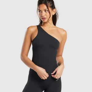 Best Gymshark Asymmetric Shelf Tank Black