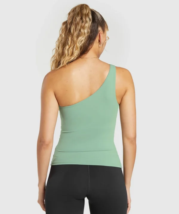 Outlet Gymshark Asymmetric Shelf Tank DollarGreen