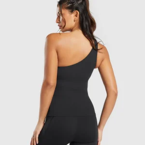 Best Gymshark Asymmetric Shelf Tank Black