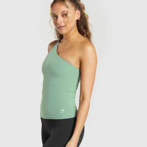 Outlet Gymshark Asymmetric Shelf Tank DollarGreen