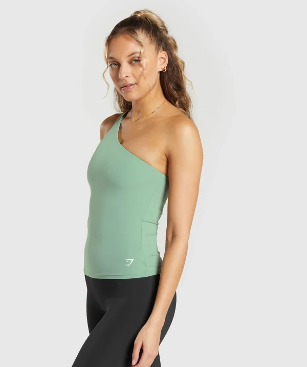 Outlet Gymshark Asymmetric Shelf Tank DollarGreen