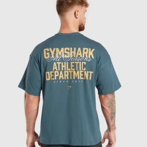 New Gymshark Athletic Department T-Shirt CargoBlue