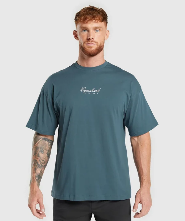 New Gymshark Athletic Department T-Shirt CargoBlue