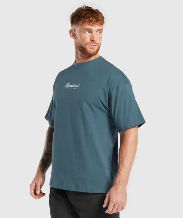 New Gymshark Athletic Department T-Shirt CargoBlue