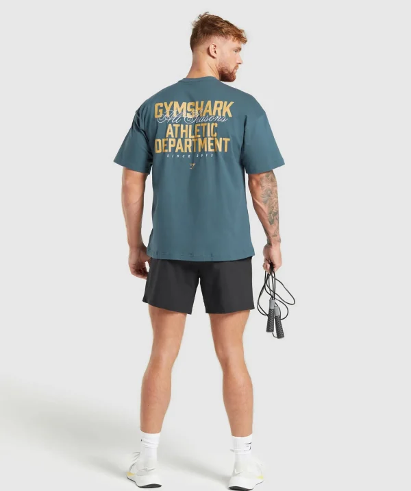 New Gymshark Athletic Department T-Shirt CargoBlue