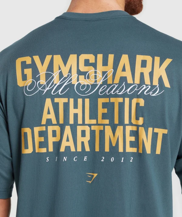 New Gymshark Athletic Department T-Shirt CargoBlue