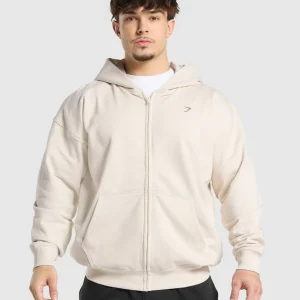 Outlet Gymshark Atlas Zip Up Hoodie OatWhite