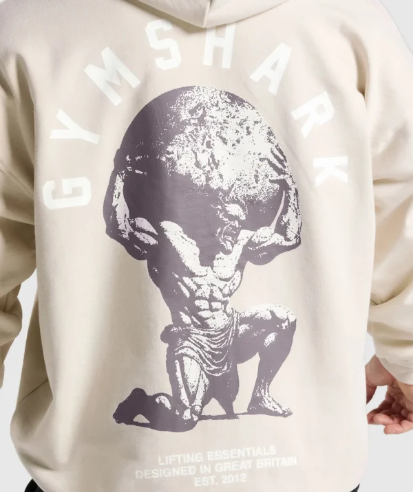 Outlet Gymshark Atlas Zip Up Hoodie OatWhite