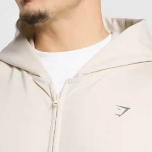 Outlet Gymshark Atlas Zip Up Hoodie OatWhite