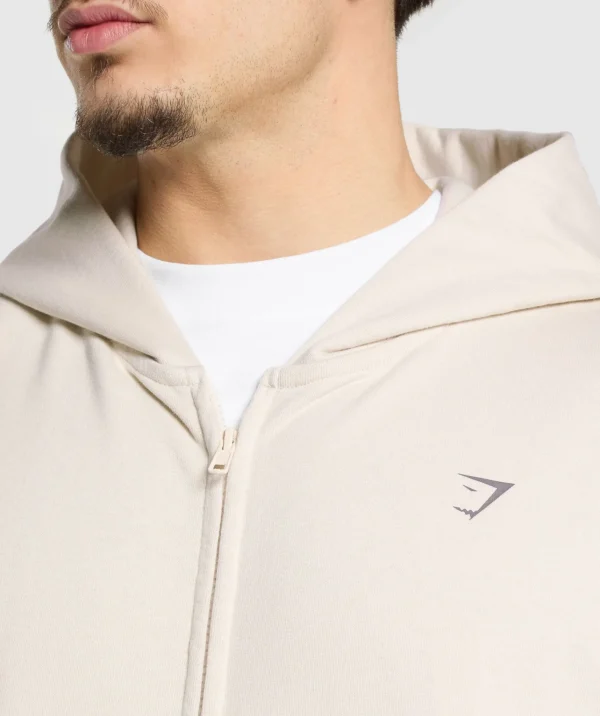 Outlet Gymshark Atlas Zip Up Hoodie OatWhite