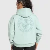 Hot Gymshark Back Gains Graphic Hoodie MorningBlue