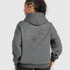 New Gymshark Back Gains Graphic Hoodie GraphiteGrey