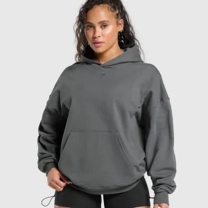 New Gymshark Back Gains Graphic Hoodie GraphiteGrey