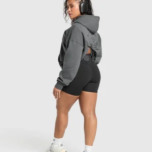 New Gymshark Back Gains Graphic Hoodie GraphiteGrey