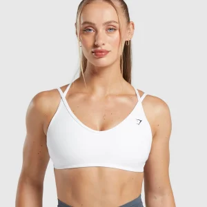 Discount Gymshark Back Gains Sports Bra White