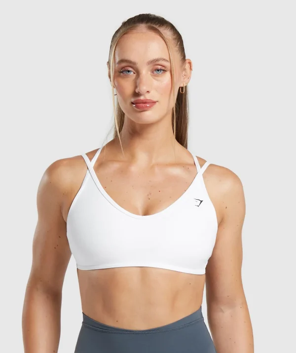 Discount Gymshark Back Gains Sports Bra White