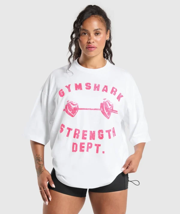 Outlet Gymshark Barbell Hearts Oversized T-Shirt White