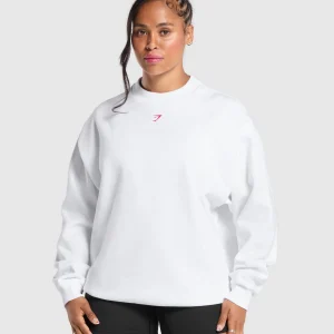 Best Gymshark Barbell Hearts Oversized Sweatshirt White