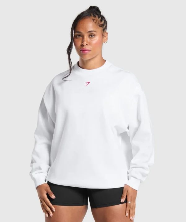 Best Gymshark Barbell Hearts Oversized Sweatshirt White