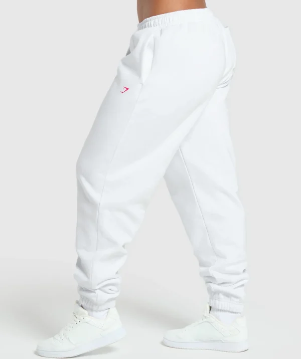 Outlet Gymshark Barbell Hearts Oversized Joggers White