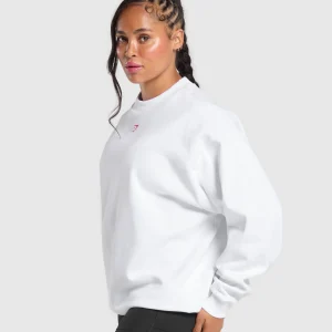 Best Gymshark Barbell Hearts Oversized Sweatshirt White